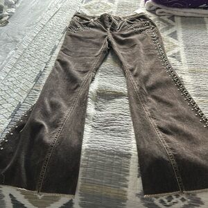 Free People high rise corduroy studded flare jeans